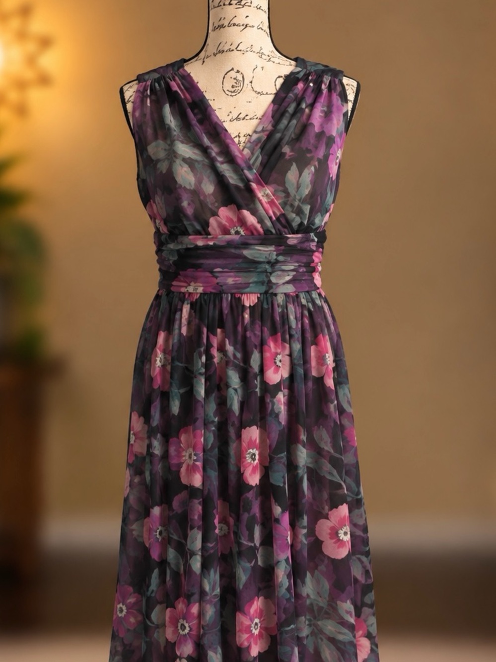 Banana Republic Floral Silk Sleeveless Wrap-Style Dress Size 8